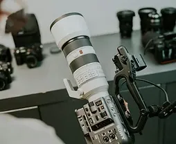 Camera operator working with a Sony cinema camera for a production shoot in NEOM